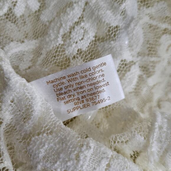 Decree Lace Top  Womens Junior XS Cream Peplum Pullover Feminine Soft Girl - Picture 7 of 11